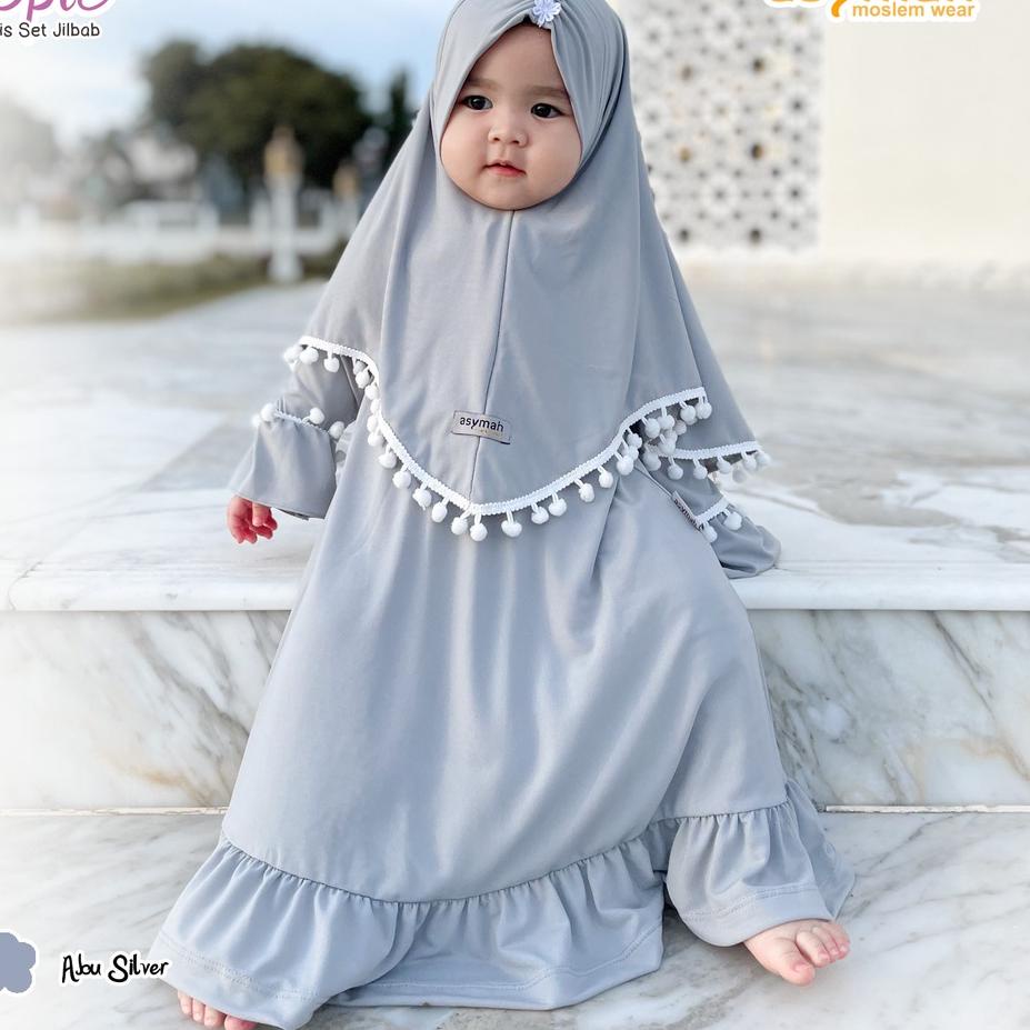 Terbaik.. PROMO  Gamis Bayi Lucu Jersey Polos Warna Abu Silver By Asymah 【sdi✧