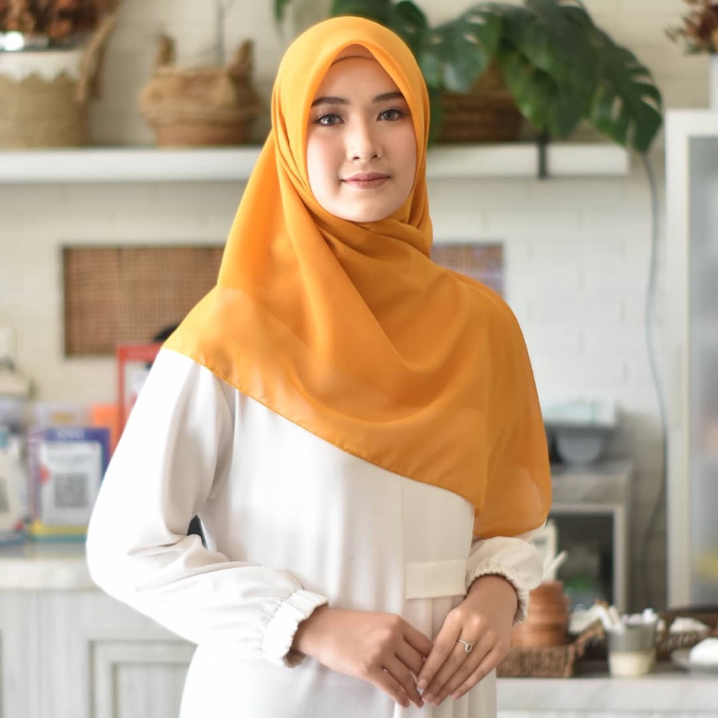 [ COD ] Bella Square 50 Warna Hijab Jilbab Segi Empat Mustard Premium