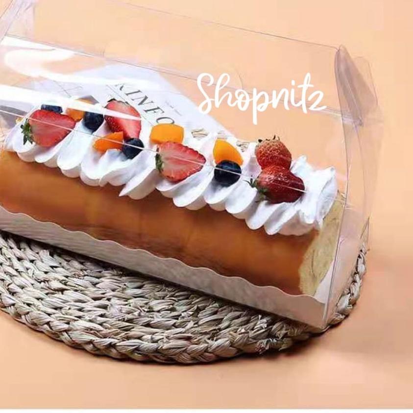 ➬ Kotak Kue Bolu Gulung Mika Bening  Box Mika Kotak Mika Handy Box Import 5pcs ✩
