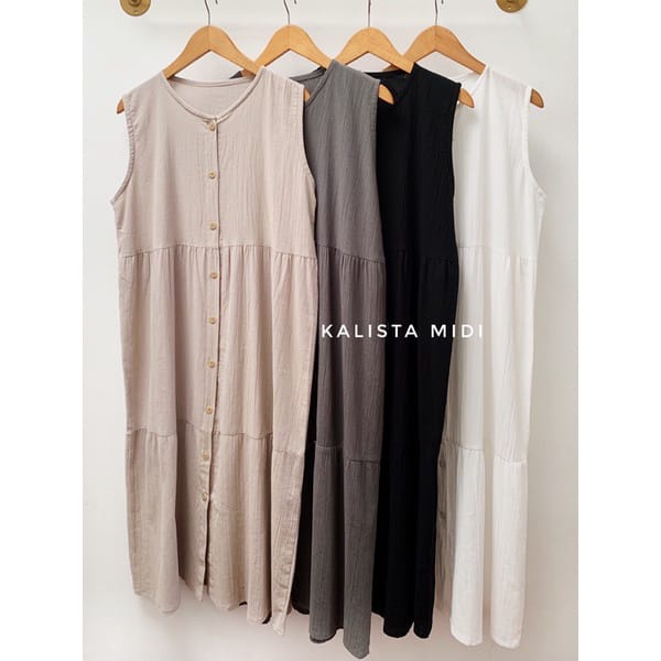 BEFAST - ZEC OOTD WANITA DRESS VENC / Calista Midi Dress CRINCLE / Dress Maxy Busui Wanita Terbaru / Pakaian Casual Wanita / Outfit Wanita Style Hijab / Fashion kekinian Remaja ABG Kondangan/Pesta / Dress Polos Elegan / Terlaris