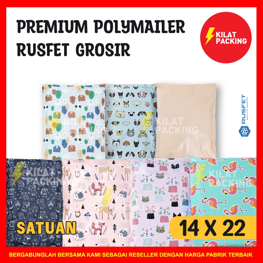 

POLYMAILER UKURAN 14CM X 22CM / AMPLOP PLASTIK PACKING RUSFET PREMIUM TERMURAH - SATUAN