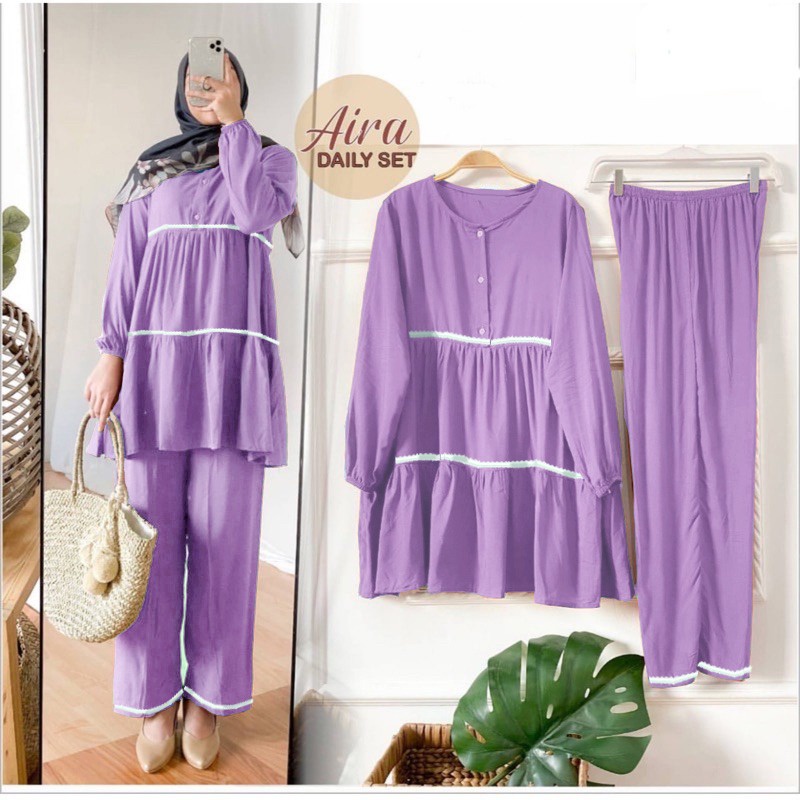 Aira Daily Set Lace Setelan Tunik Dan Celana Fit XL