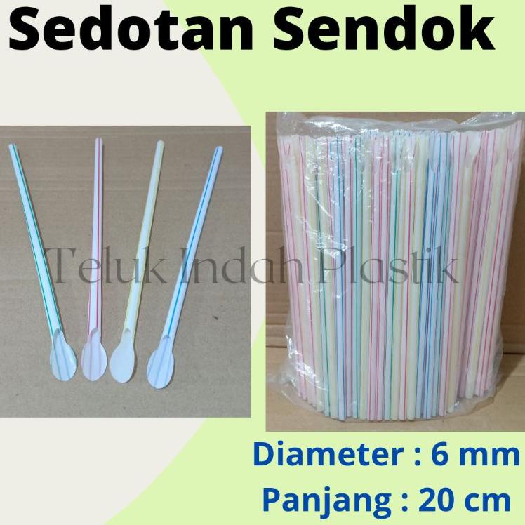 Sikat abis (200pcs) Sedotan Sendok Plastik / Sedotan Spoon / Straw Plastik