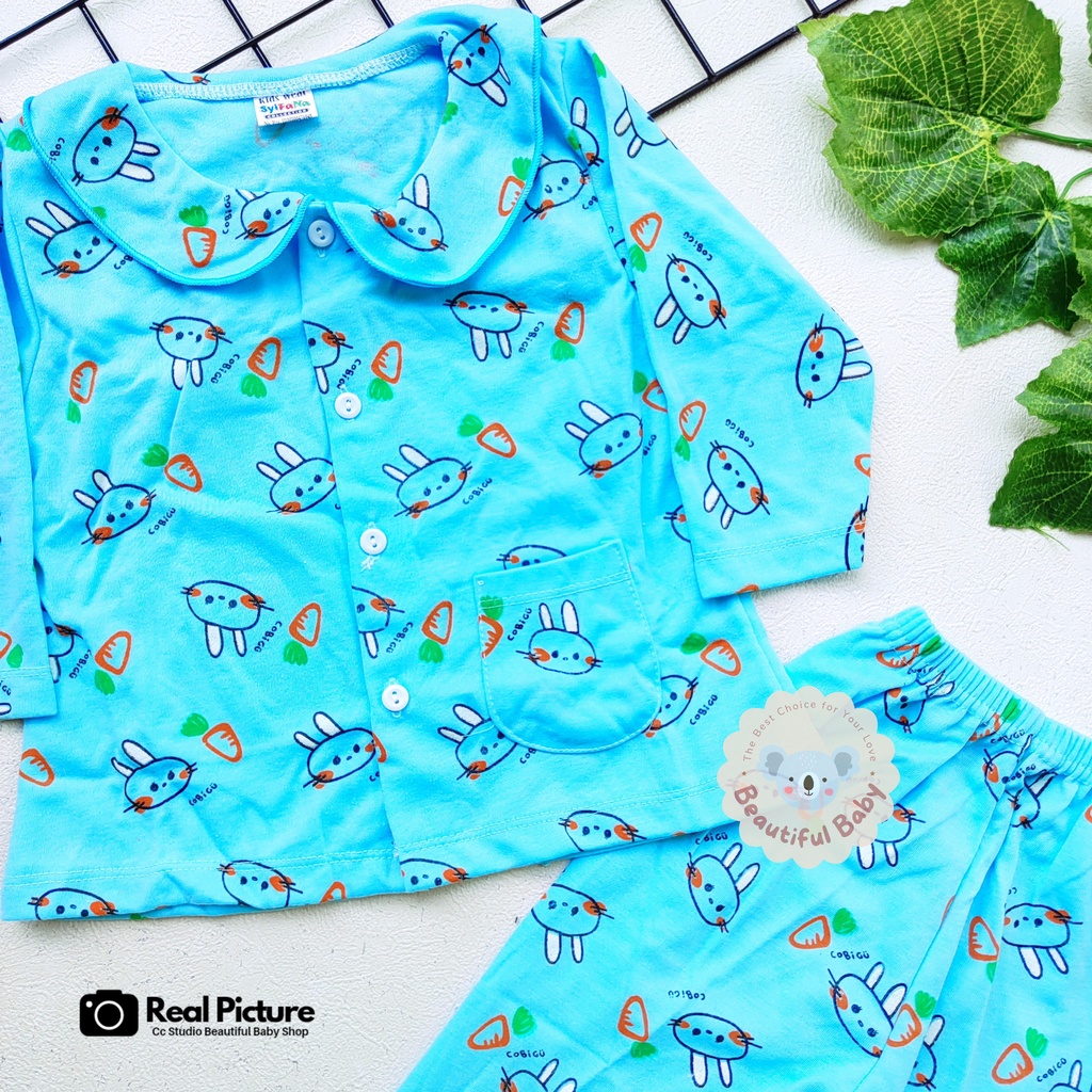 Setelan Piyama Baju Bayi Perempuan 3-18 Bulan Lengan Panjang Celana Panjang Motif Wortel / Baju Bayi Perempuan Syifana / Baby.ou