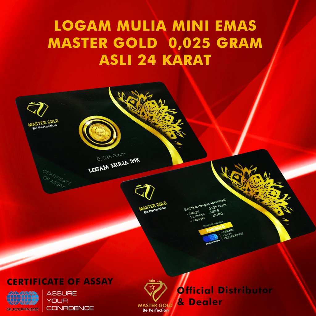 LOGAM MULIA MINI EMAS MASTER GOLD 0,025 GRAM ASLI 24 KARAT