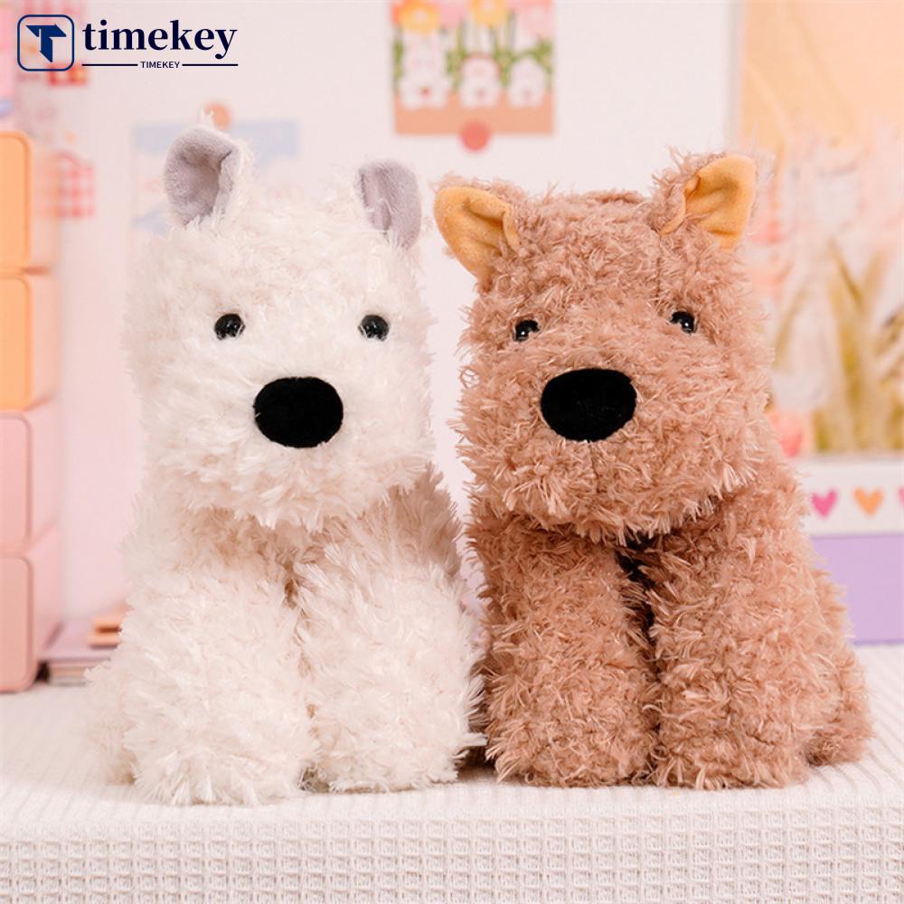 Timekey Adorable West Highland White Terrier Dog Plushie Lembut Puppy Mainan Mewah Boneka Binatang Manusia Hidup Bayi Menenangkan Tidur Boneka T6Z3