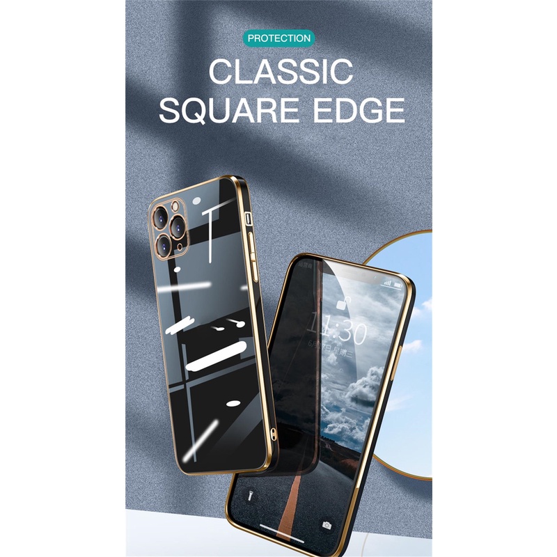 IPHONE Sarung Galvanis Lapis Emas Mewah Dan Modis Untuk Iphone14 13 12 11 Pro Max X XS Max XR 78 Plus Solid inlay Lens Protection Shell