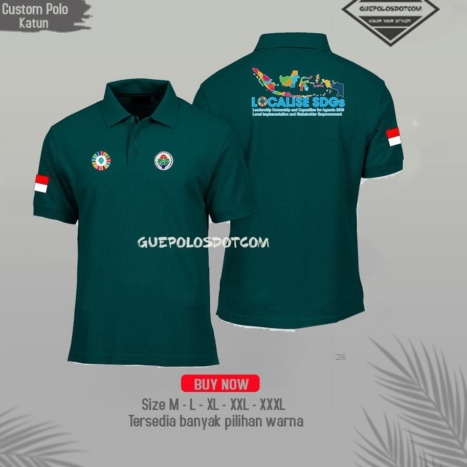 ○ Poloshirt SDGs PETA INDONESIA - KAOS POLO LOCALISE SDGs - KAOS SDGs Kemendesa FREE NAMA DESA ➶