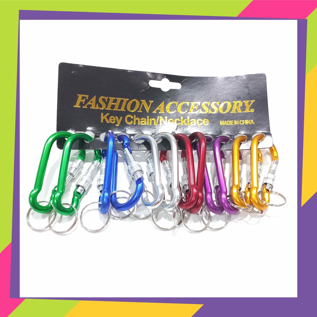 1854 / Grosir isi 12 pcs [ 1 lusin ] gantungan kunci carabiner aluminium