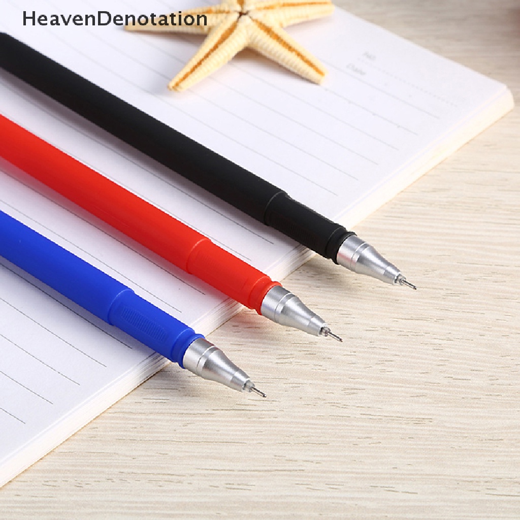 [HeavenDenotation] 10pcs Perlengkapan Sekolah Hitam Biru Merah Ujung Tinta 0.5mm Kawaii Bolpoin Siswa Sekolah Alat Tulis Kantor HDV