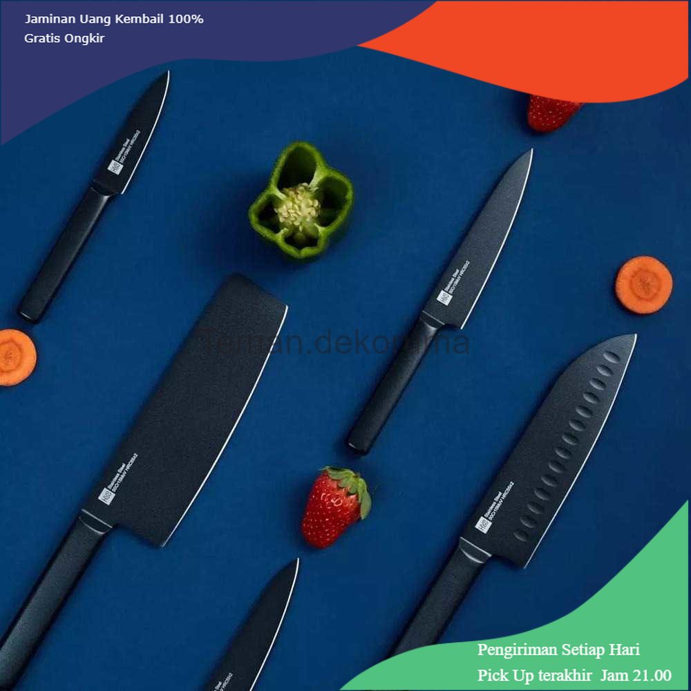 TD - DPR Huohou Set Pisau Dapur &amp; Holder Kitchen Knife 5 in 1 - HU0076