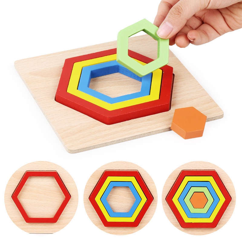 Mainan Sortir Bentuk Geometri Montessori Balita Puzzle Kayu Anak Belajar Paud Mainan Edukasi Dini