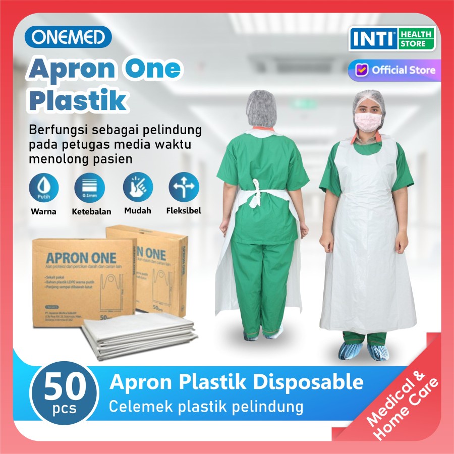 ONEMED Apron One isi 50 / Disposable Apron / Apron Plastik