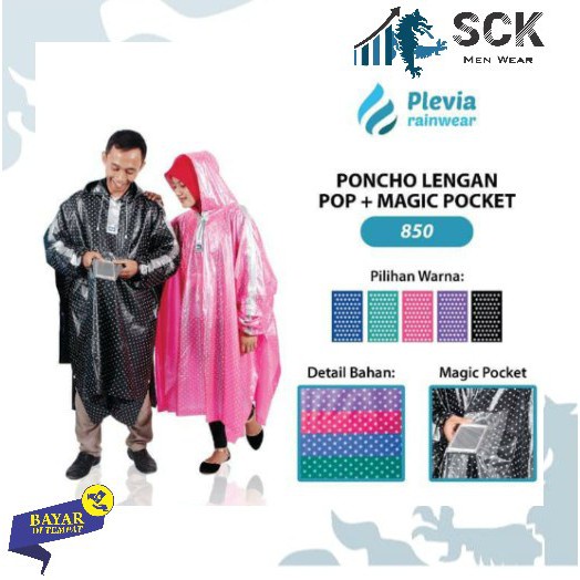 Jas Hujan PLEVIA 850 Ponco Model Kelelawar / Mantol PLEVIA Pria Wanita Dewasa Motif Polkadot Poncho - sckmenwear GROSIR