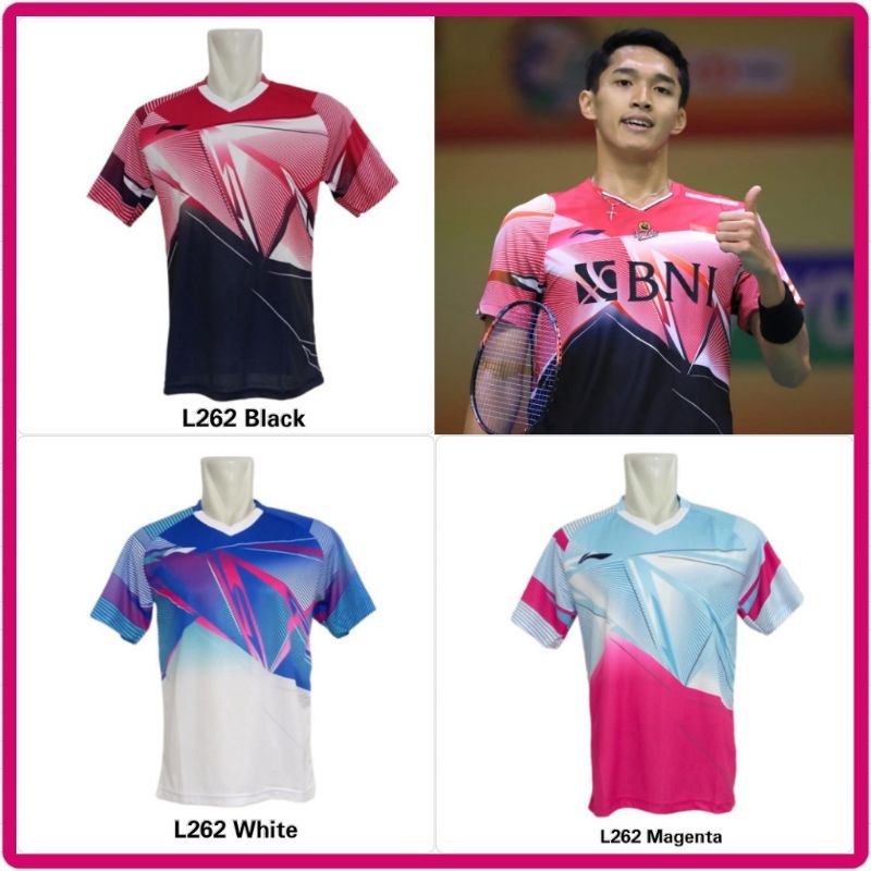 Baju Badminton Indonesia Masters India Open 2023 / Kaos Bulutangkis Dewasa / Jersey Badminton Pria Wanita / Atasan Bulutangkis Jonatan Christie Leo Daniel / Seragam Olahraga L262 / Sport Collection Jakarta