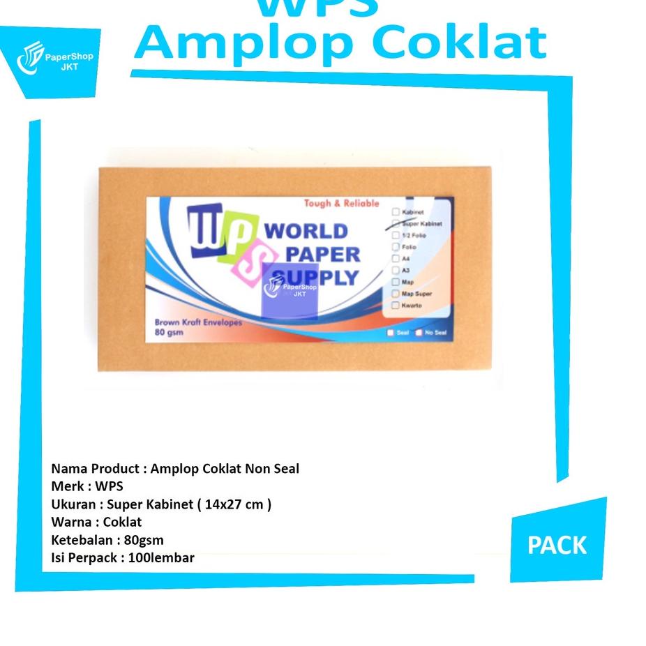 

TERLARIS BRANDS FESTIVAL WPS - Amplop Coklat Ukuran Super Kabinet No Seal - 14 x27 cm - 80gsm - Pack gas !!