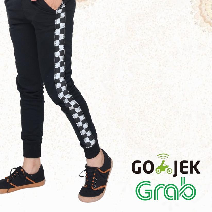 ➽ Celana Joger Pria Panjang Hitam Lis Catur ⅍