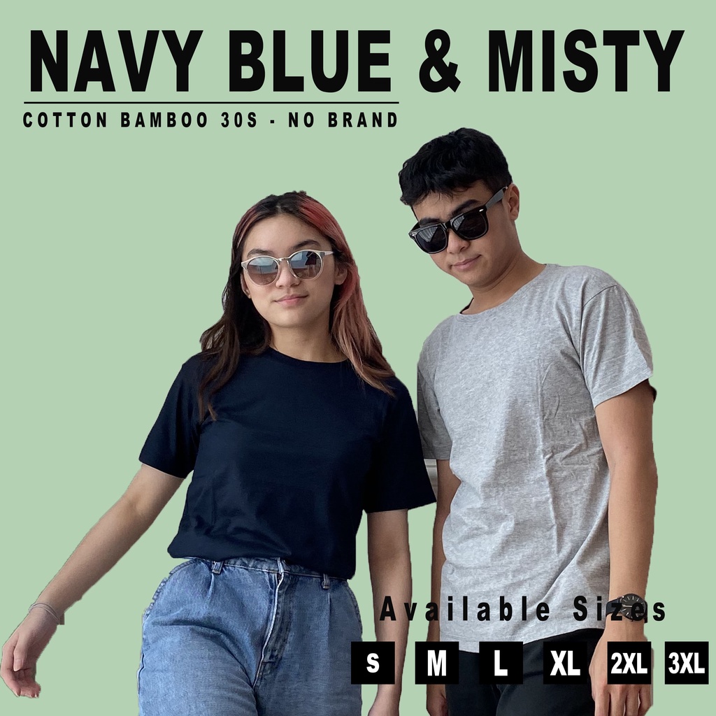 KAOS POLOS MISTY GREY &amp; NAVY BLUE COTTON BAMBOO | KATUN BAMBU 30S | ABU MISTY MUDA