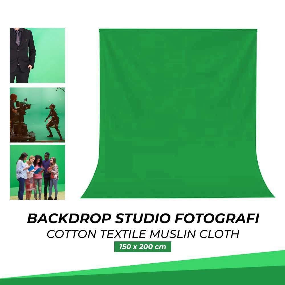 Kain Backdrop Studio Fotografi Cotton Textile Muslin Cloth 150 x 200 cm - B29 - 7RCS48GR Green