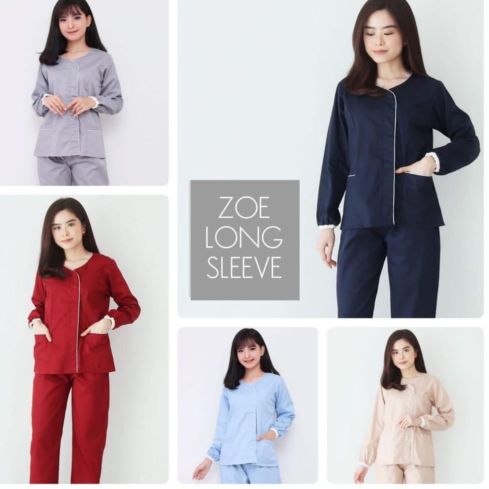 BIG DISKON Y31 [Renne] Baju Seragam Suster Zoe Long Sleeve / Seragam Baby Sitter Jumbo / Seragam Nan