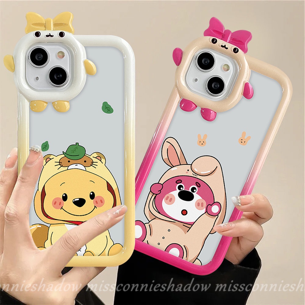 Oppo A17K A17 A95 A16 A55 A76 A15 A96 A3s A57 A74 A12 A5s A54 A16K A7 A77 A77s A52 A5 A9 A16E Reno 5 7Z A53 A31 Winnie the Pooh Strawberry Bear Manyo Lensa Monster Kecil Soft Case