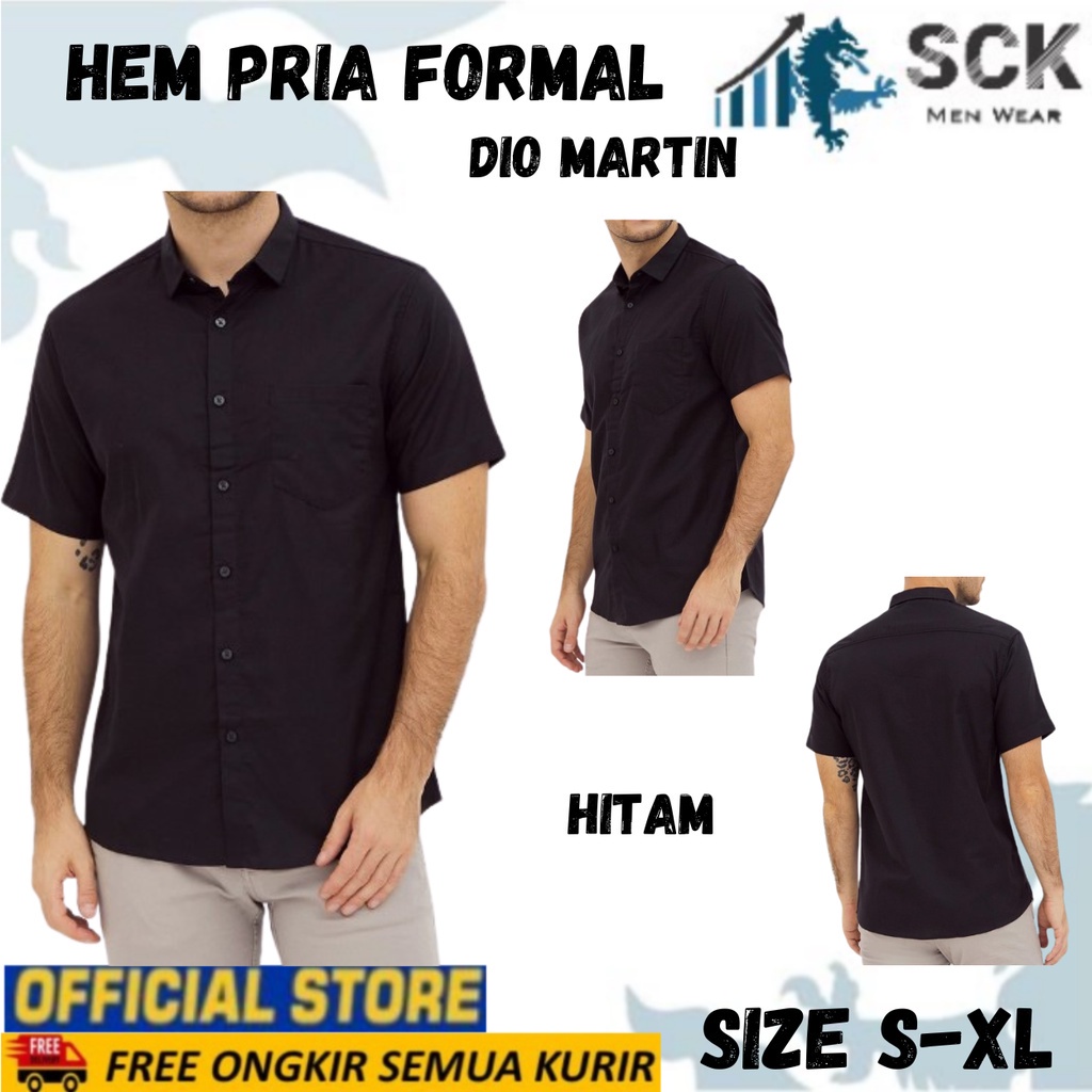 Kemeja Lengan PENDEK DIO MARTIN Polos Pria / Hem Kerja Kantor / Pakaian Formal Cowok - sckmenwear GROSIR