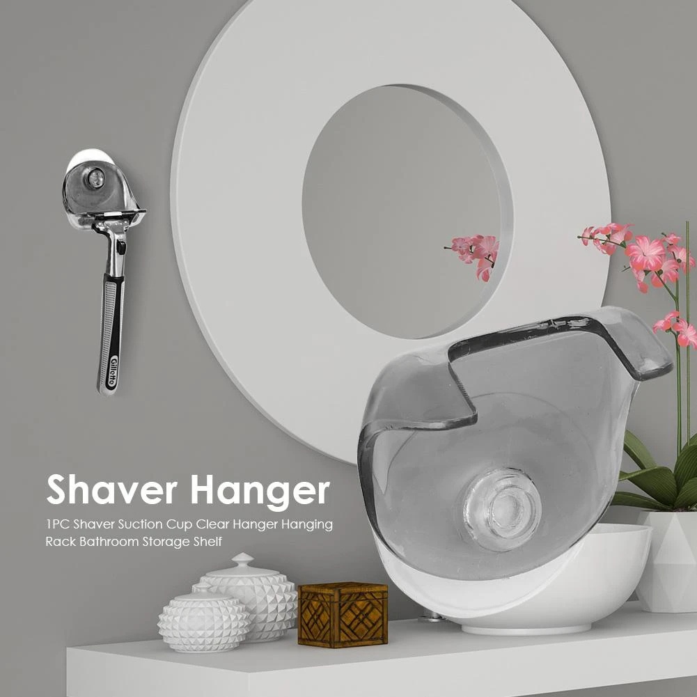 Tempat Alat Cukur Suction Cup Shaver/Kait Organizer Silet Hemat Ruang Kamar Mandi/Wall Sucker Shaver Dry Rack