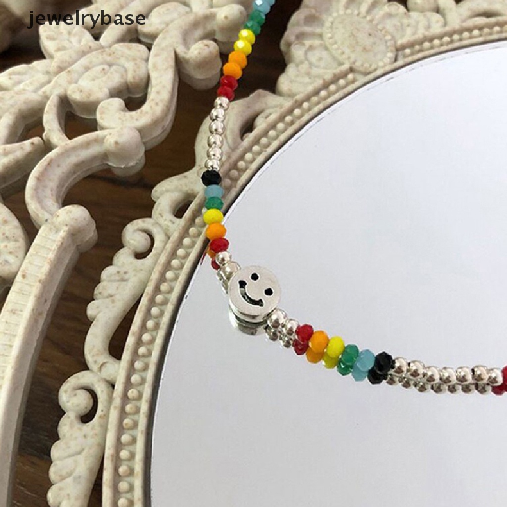 [jewelrybase] Smiley Face Sweater Kalung Pesta Perhiasan Untuk Wanita Pasangan Fashion Kreatif Manik-Manik Warna-Warni Liburan Pantai Aksesoris Butik