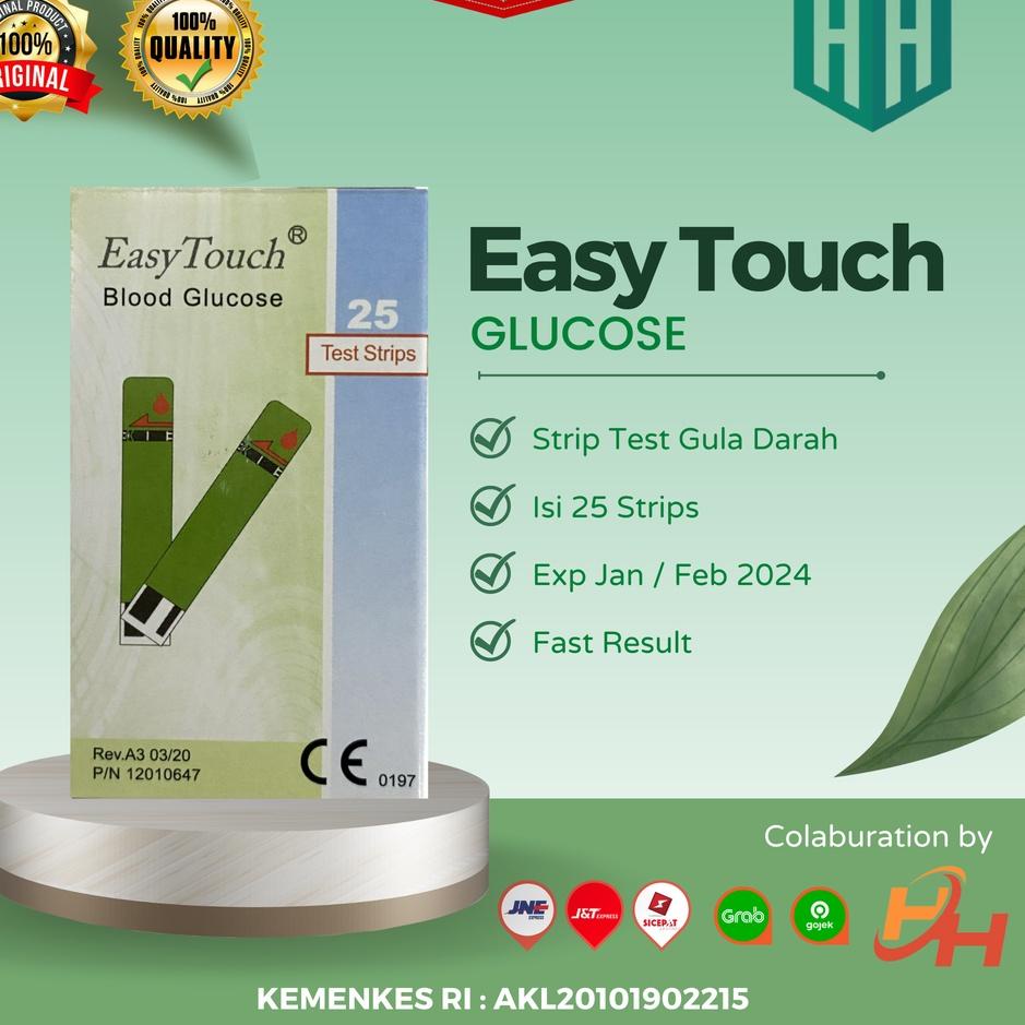 ➤ Easy Touch Strip Alat Cek dan Tes Gula Darah isi 25 Strips / EasyTouch Blood Glucose Test Strip ✈