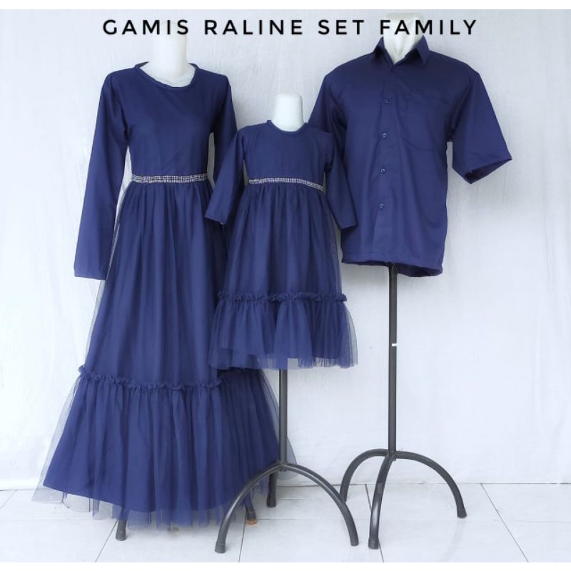 gamis raline navy set family/gamis lebaran terbaru/gamis lebaran keluarga/gamis seragam lebaran/gamis toyobo terbaru/gamis jumbo/gamis couple mom kid