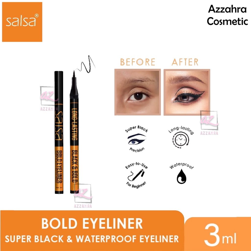 SALSA Bold Eyeliner - Super Black Waterproof Pen Eyeliner Hitam