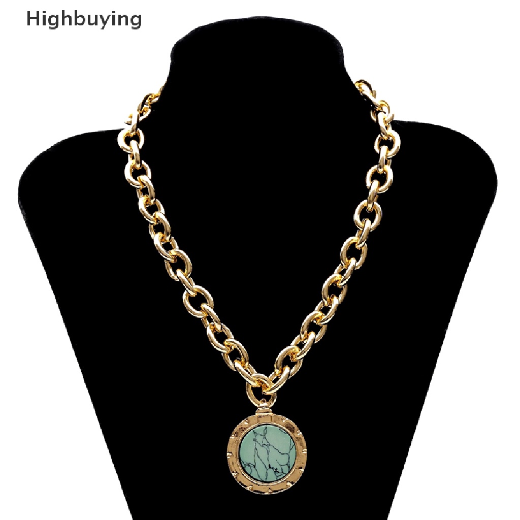 Hbid Vintage Wanita Rantai Batu Hijau Liontin Statement Choker Kalung Pesona Perhiasan Glory