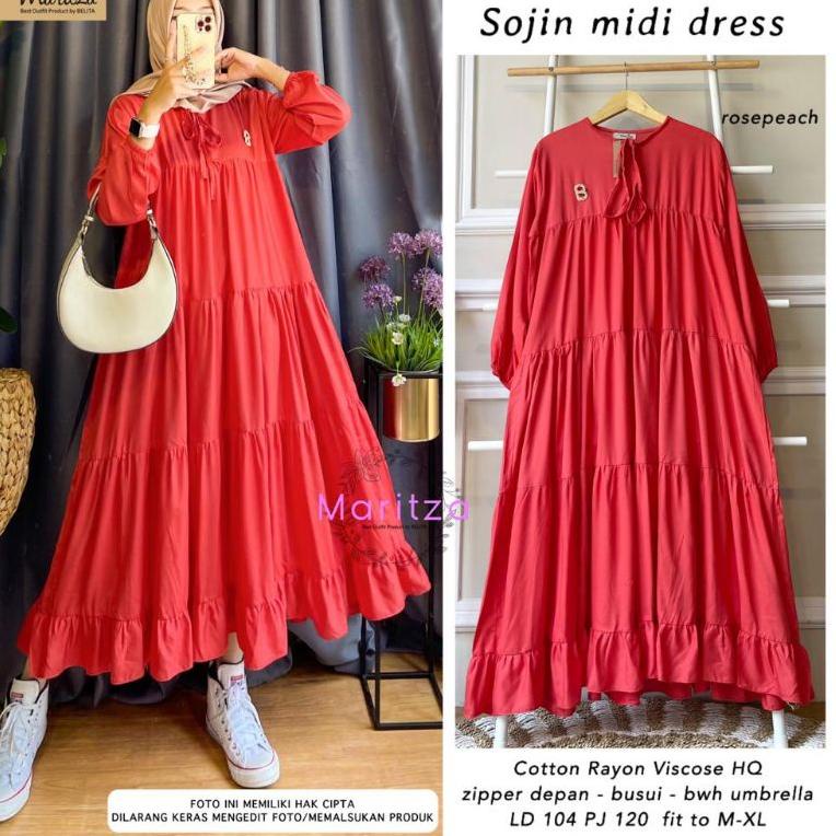 Langsung Order NEW BEST SELLER PREMIUM OOTD TIKT0K SOJIN MIDI DRESS POLOS RUFFLE POLOS MARITZA TERMU