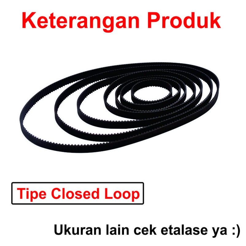 [HAEBOT] GT2 Timing Belt 15mm Closed Loop W15 100-300 mm 100 150 200 250 300 350 400 CNC 3D Printer Sabuk Sambung Pitch 2mm Mekanik Pulley Axis Rubber