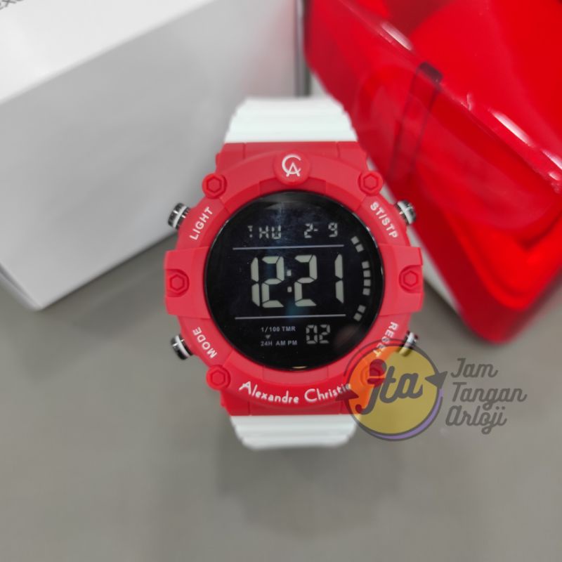 New Alexandre Christie Pria AC9386 Red White Jam Tangan Cowok AC 9386 MHRIPREGR