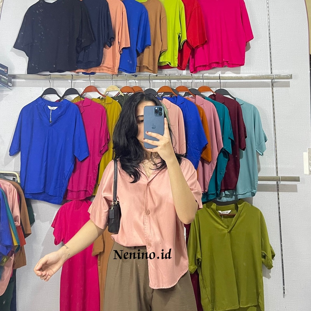 KEMEJA CROP WANITA/KEMEJA PENDEK WANITA/KEMEJA POLOS PENDEK WANITA TERBARU/KEMEJA RAYON