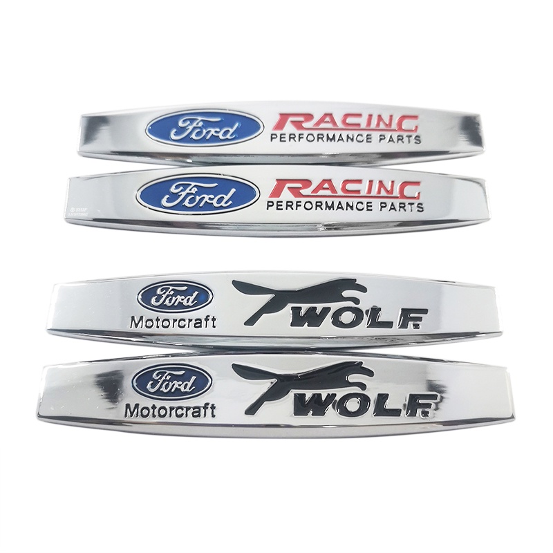 2x Metal FORD RACING Serigala Logo Mobil Auto Side Fender Belakang Dekoratif Emblem Badge Decal Stiker Untuk FORD