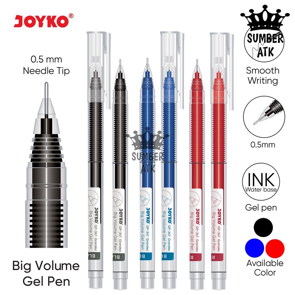 

Gel Pen Pulpen Pena Joyko GP-347 Grandez HITAM BIRU MERAH 0.5 mm