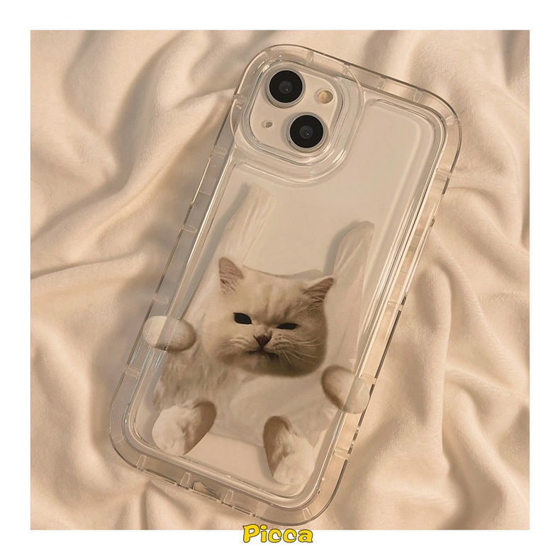 IPHONE  Casing Ponsel Pasangan Kartun Kucing Anjing Lucu Kompatibel Untuk Iphone6 6S 7 8 Plus XR 11 14 13 12 Pro MAX X XS MAX Airbag Shockproof Soft TPU Silicon Clear Cover