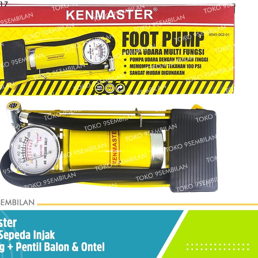 ○ Kenmaster Pompa Injak 1 Tabung Pentil Bola & Ontel 100Psi Sepeda Motor ❈