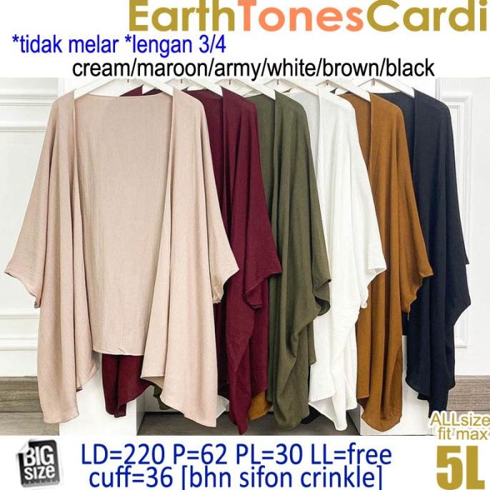 PROMO OUTER JUMBO LD 220, EARTH TONES CARDI, BIG SIZE, XXXXXL, KIMONO, SIFON DISCOUNT
