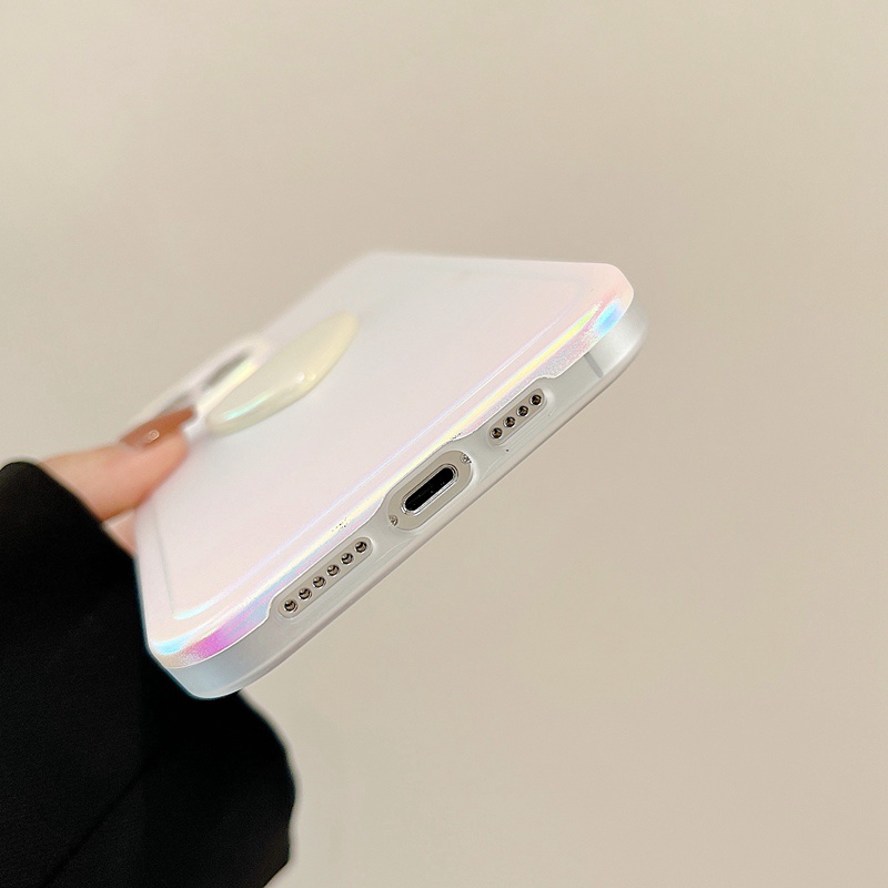 3D Laser Gradient Luxury Soft Case iPhone 11 12 13 14 Pro Max Casing INS Silvery Phone Case Women's Fashion Casing hp iPhone 11