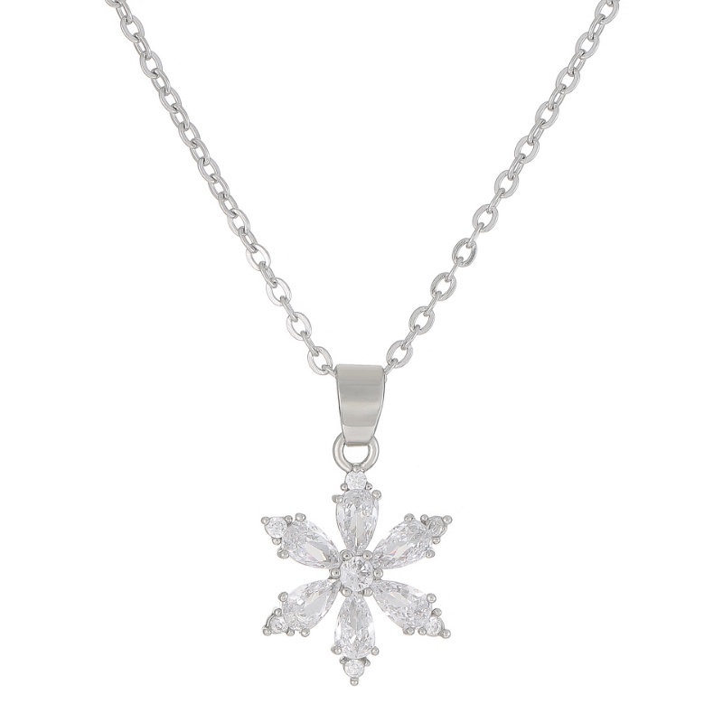 Kalung Snowflake Transparan Romantis Korea Kalung Liontin Wanita Manis Dan Modis