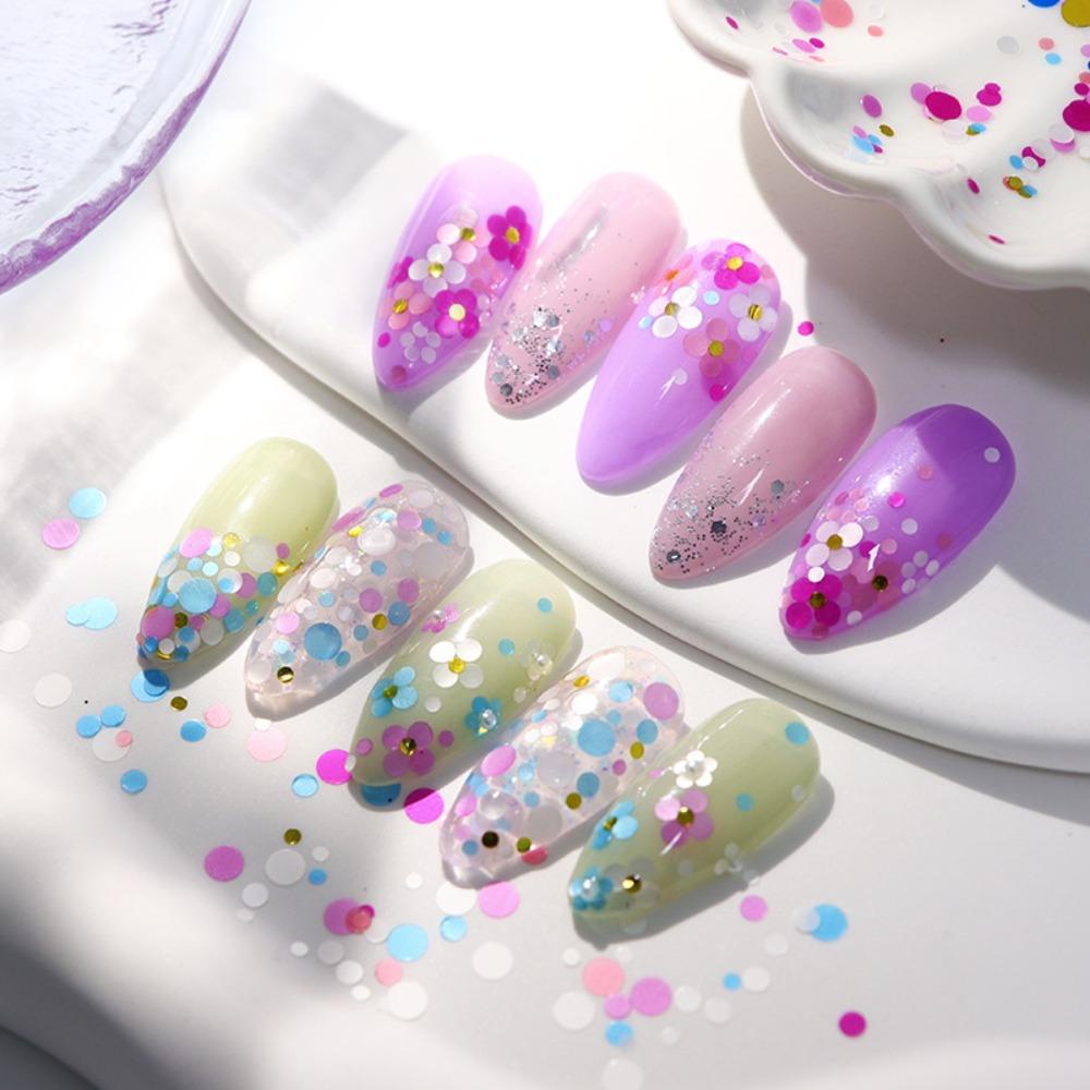 Mxbeauty Paku Sequin 12kisi-kisi Dekorasi Bulu Mata Pesona Kuku Makeup Berbentuk Bulat Nail Art Patchs Nail Glitter Flakes
