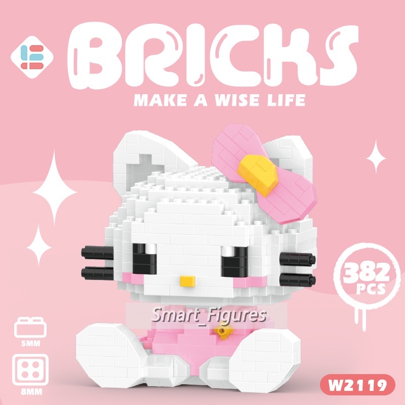 Sanrio Blok Bangunan Gadis Seri Rakitan Mainan Kuromi My Melody Hello Kitty Pop Boneka DIY Hadiah Dekorasi Puzzle