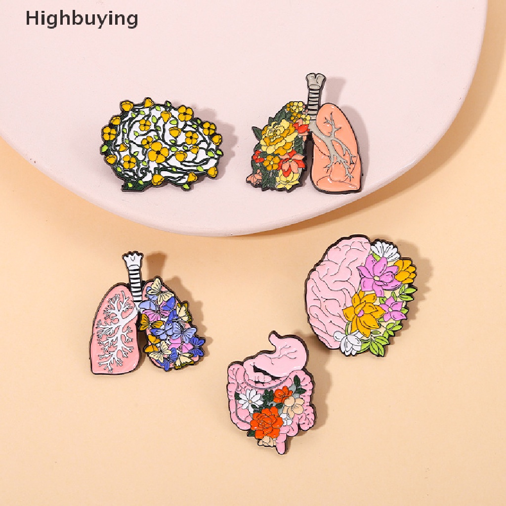 Hbid Kreatif Organ Bunga Enamel Pin Tubuh Internal Jantung Otak Paru-Paru Bros Pin Lucu Bros Kerah Lencana Perhiasan Untuk Wanita Gadis Glory