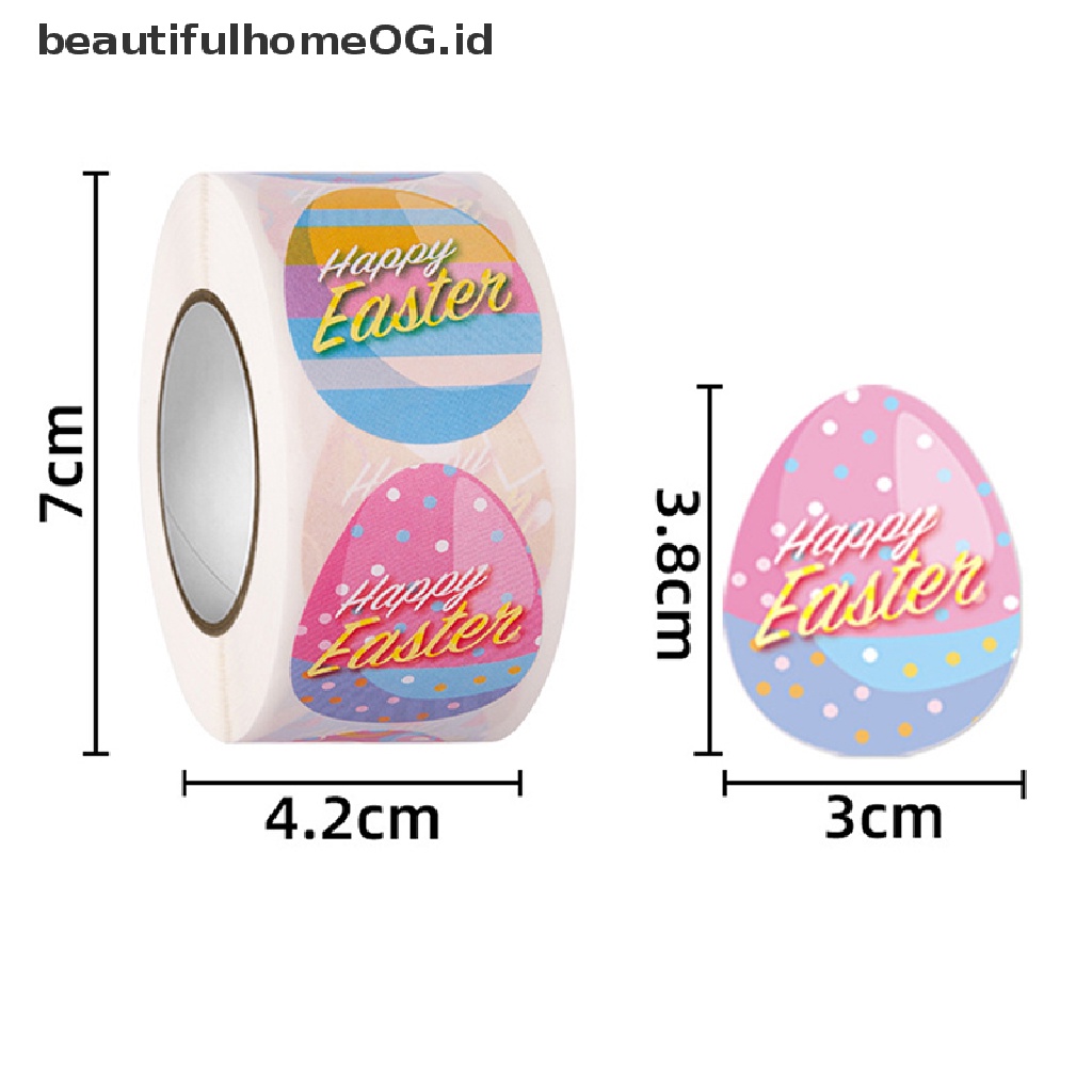 // Beautifulhomeog.id// 500Pcs Happy Easter Stiker Kelinci Self Adhesive Seal Label Sticker Party Tag **