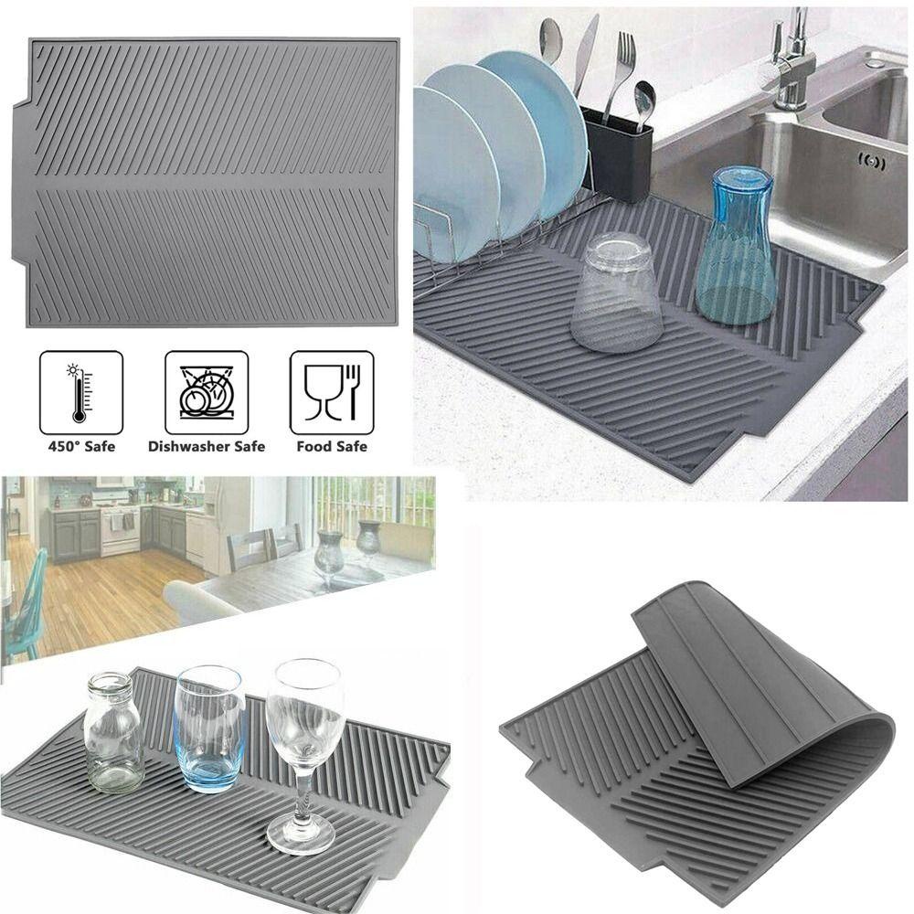 Solighter Sink Dish Draining Mat Silicone Panci Piring Peralatan Dapur Tatakan Gelas Anti Panas