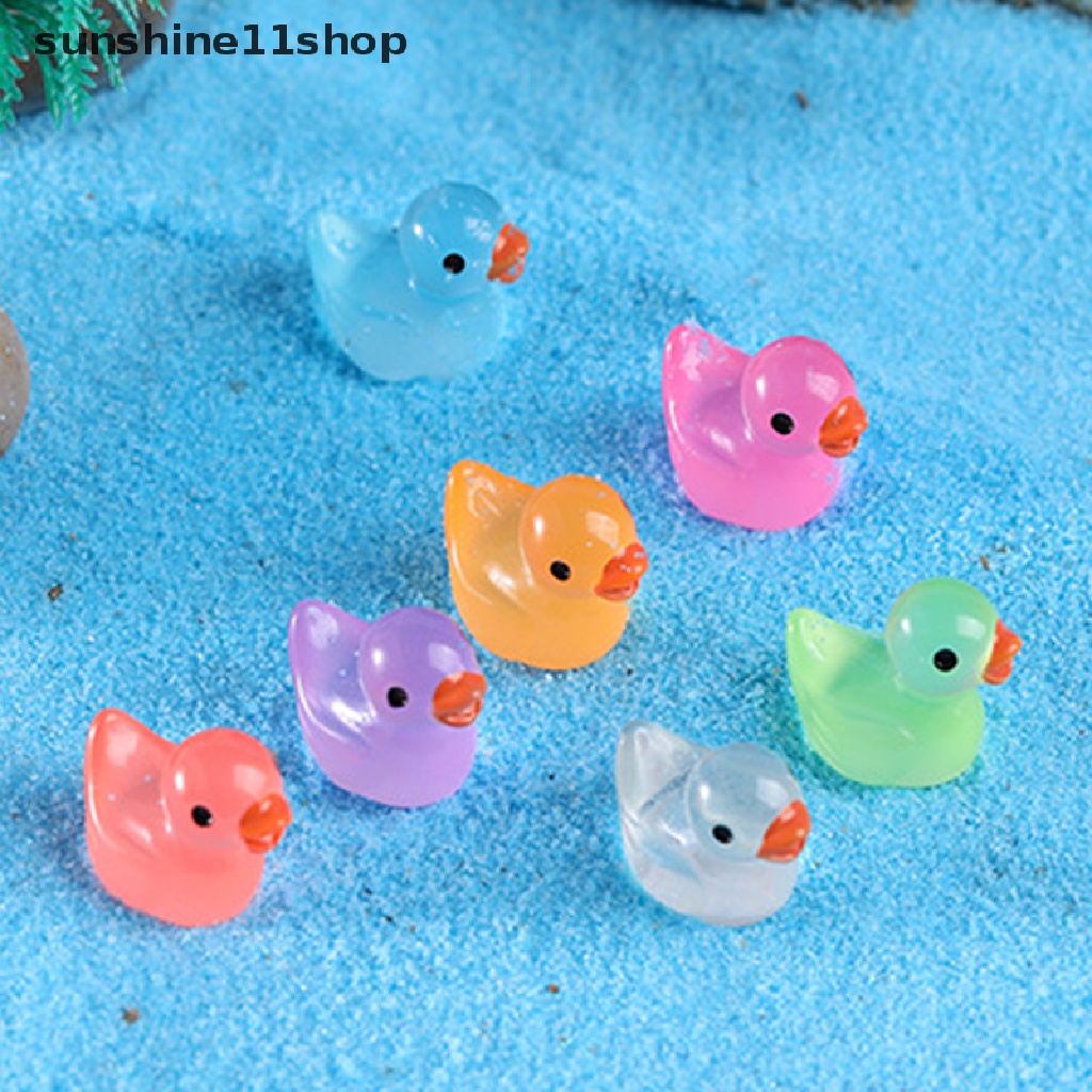 Sho 10Pcs Ornamen Mikro Bebek Kecil Bercahaya Animal N