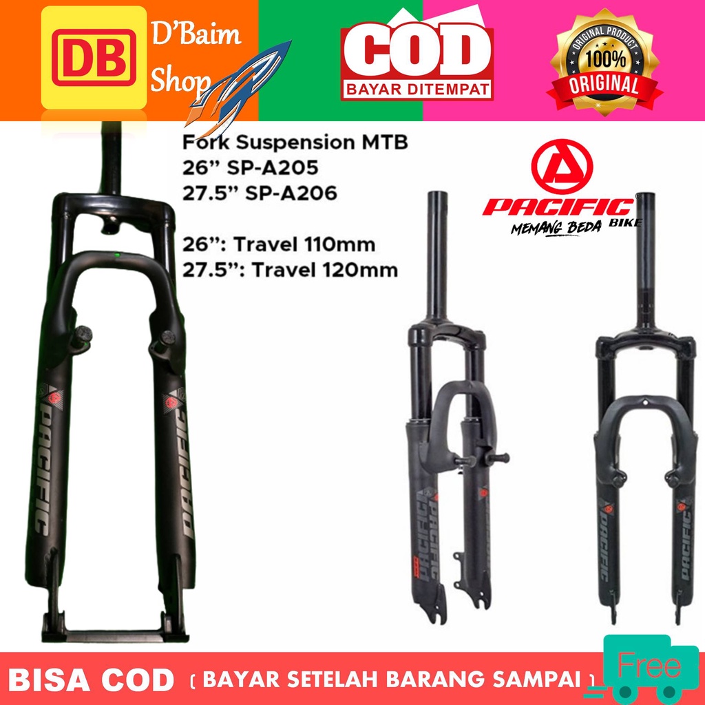 Garpu Sepeda Gunung Fork Sepeda MTB Suspensi Pacific A205 Fork Suspension MTB Fork MTB 26 dan 27,5